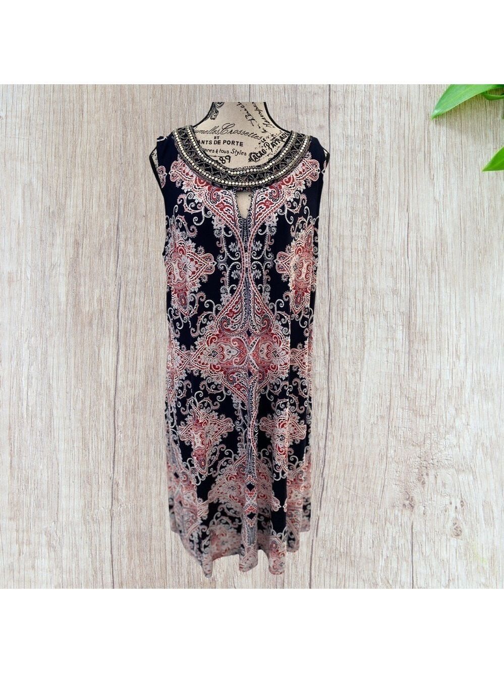 Roz & Ali Paisley Sleeveless Shift Dress Size 14